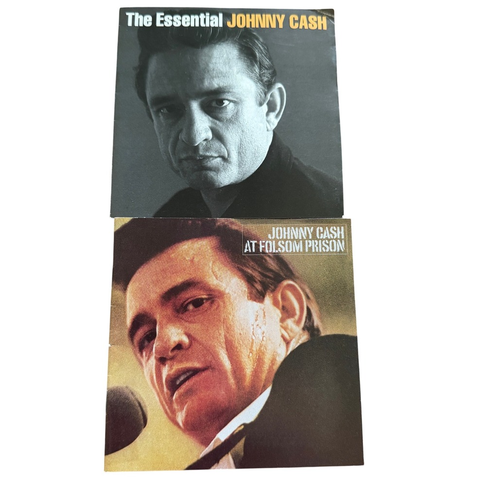 Johnny Cash CD Booklet Lot The Essential & At Folsom Prison Inserts Only 2pc